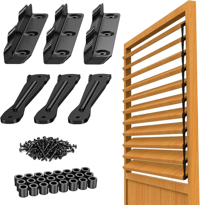 Louver Bracket Kit - Deck Sunblind System Brackets,Louver Hardware Kit,Holds up to 11 Boards(48"), for DIY Fence, Window Shutters, Garden, Patio, Indoor & Outdoor Use (1 Set Louver Kit)